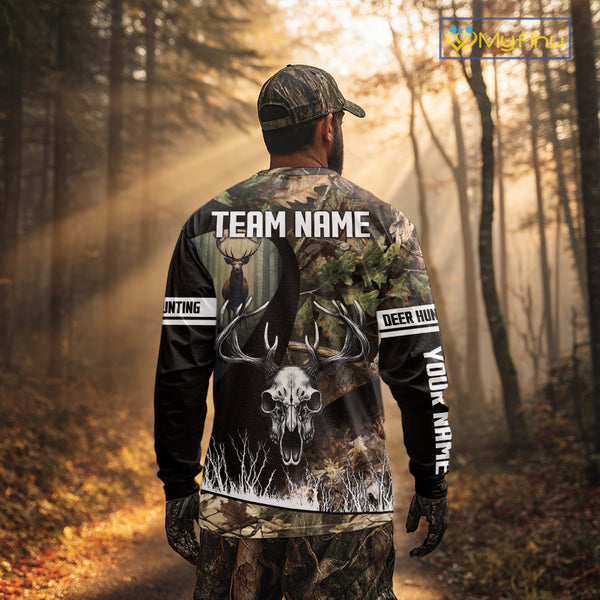 Camo Deer Hunting Shirt with Antlers Skull – Personalized Hunting Clothes, Hunting Gifts for Men NBT43