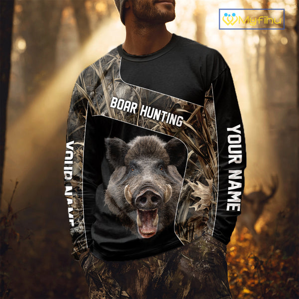 Custom Wild Boar Hunting Camo 3D Shirts, Boar Hunting Gifts, Boar Hunting Shirts for Hunter NBT158