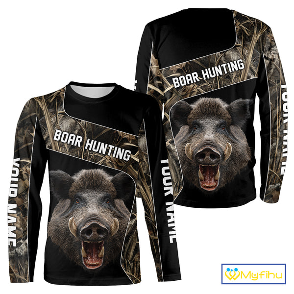 Custom Wild Boar Hunting Camo 3D Shirts, Boar Hunting Gifts, Boar Hunting Shirts for Hunter NBT158