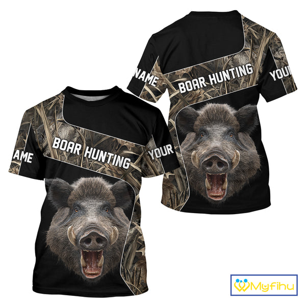 Custom Wild Boar Hunting Camo 3D Shirts, Boar Hunting Gifts, Boar Hunting Shirts for Hunter NBT158