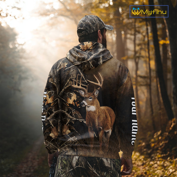 Deer Hunting Brown Camouflage Custom Name 3D Printing Shirt for Men, Deer Hunting Gifts NBT160