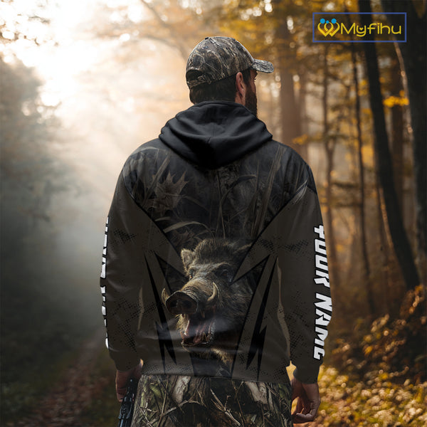 Boar Hunting Custom Name Brown Camouflage Hunting Clothes, Boar Hunting Outfit, Hunting Gifts NBT169