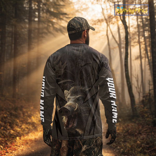Boar Hunting Custom Name Brown Camouflage Hunting Clothes, Boar Hunting Outfit, Hunting Gifts NBT169
