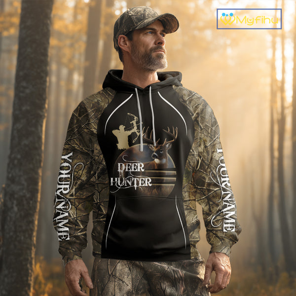 Deer Bow Hunting Camouflage Custom Name Shirts, Personalized Deer Hunting Clothes, Hunting Gifts NBT88