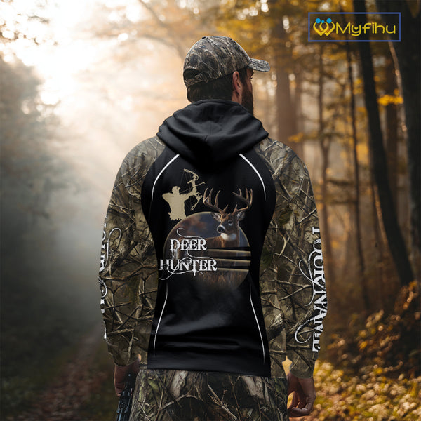 Deer Bow Hunting Camouflage Custom Name Shirts, Personalized Deer Hunting Clothes, Hunting Gifts NBT88