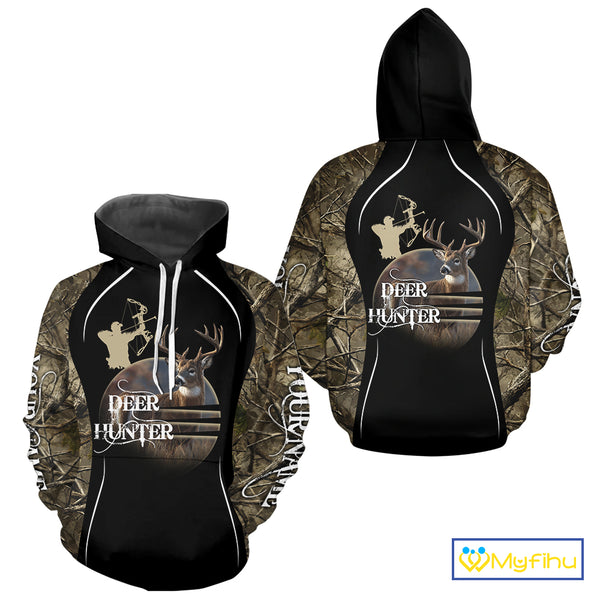 Deer Bow Hunting Camouflage Custom Name Shirts, Personalized Deer Hunting Clothes, Hunting Gifts NBT88