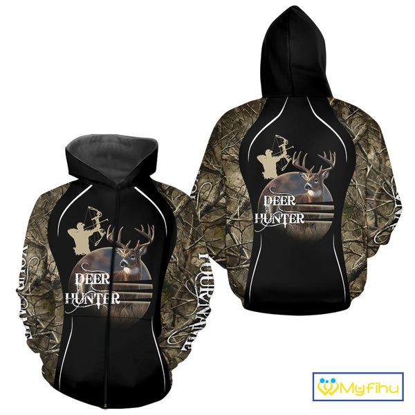Deer Bow Hunting Camouflage Custom Name Shirts, Personalized Deer Hunting Clothes, Hunting Gifts NBT88