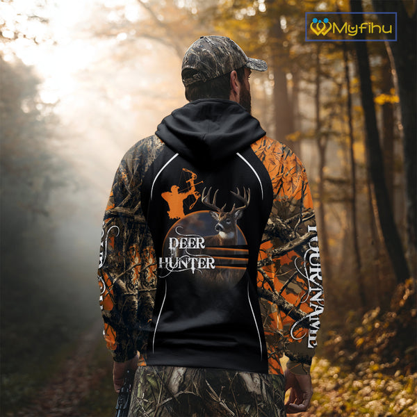 Deer Bow Hunting Orange Camo Custom Name Shirts, Personalized Deer Hunting Clothes, Hunting Gifts NBT102
