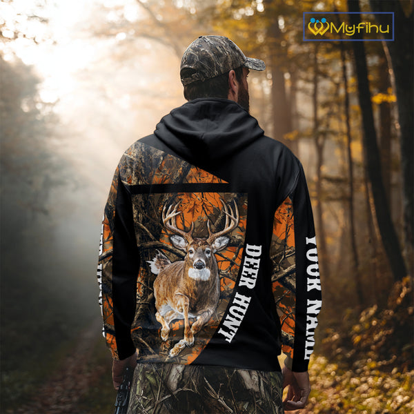 Custom Orange Camo Personalized Hunting Shirts for Men, Deer Hunting Clothes, Hunting Gifts NBT187