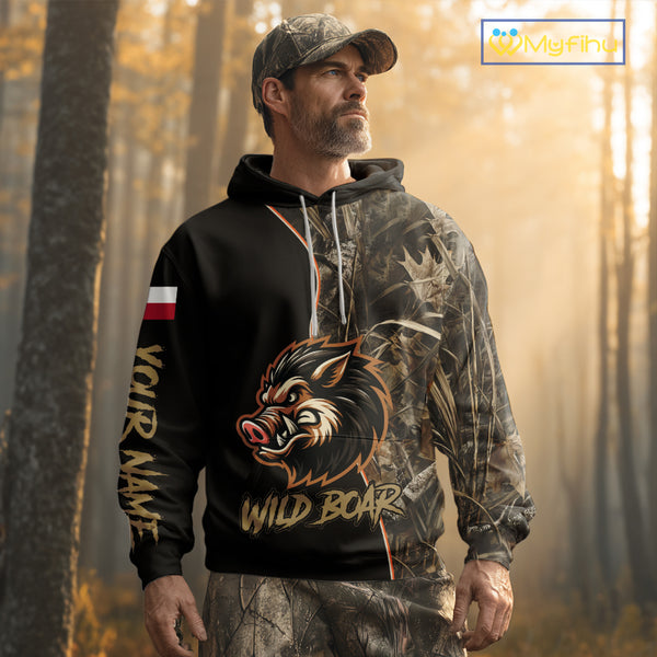 Custom Brown Camo with TX Flag Boar Hunting Shirts for Men, Boar Hunting Clothes, Hunting Gifts NBT188
