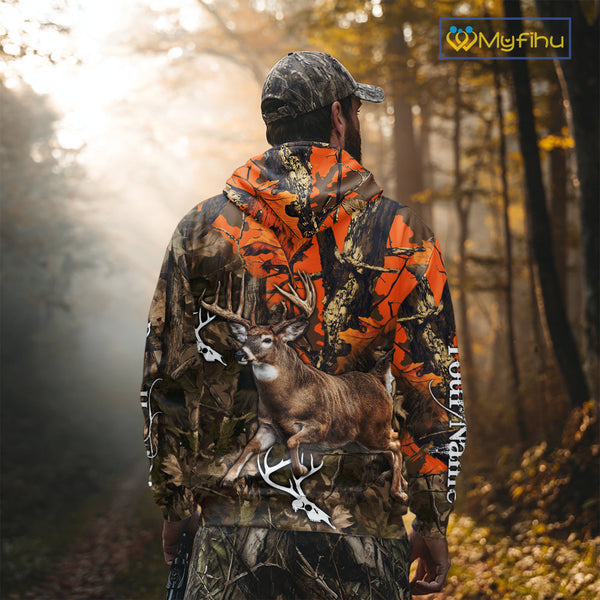 Personalized Whitetail Deer Hunting Camo Full Printing Shirts Deer Hunting Gift for Hunters NBT272