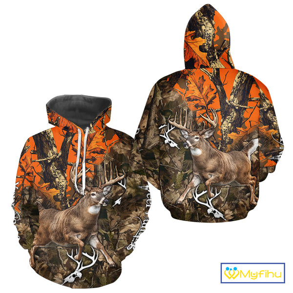 Personalized Whitetail Deer Hunting Camo Full Printing Shirts Deer Hunting Gift for Hunters NBT272