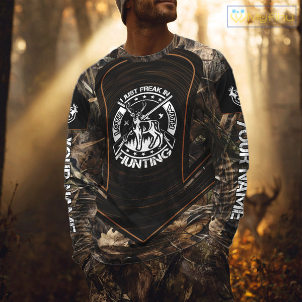 Brown Camouflage Deer Hunting 3D Printing Custom Name Shirts, Deer Hunting Apparel, Hunting Gifts NBT213