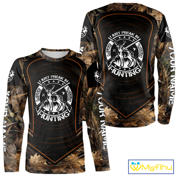 Brown Camouflage Deer Hunting 3D Printing Custom Name Shirts, Deer Hunting Apparel, Hunting Gifts NBT213