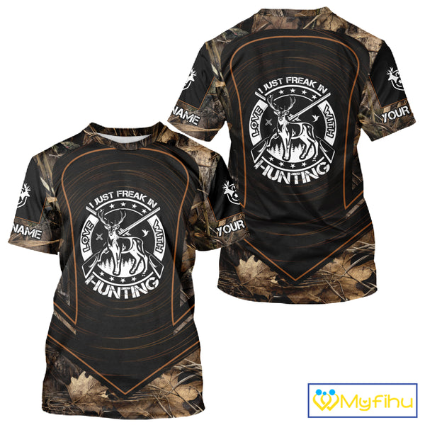 Brown Camouflage Deer Hunting 3D Printing Custom Name Shirts, Deer Hunting Apparel, Hunting Gifts NBT213