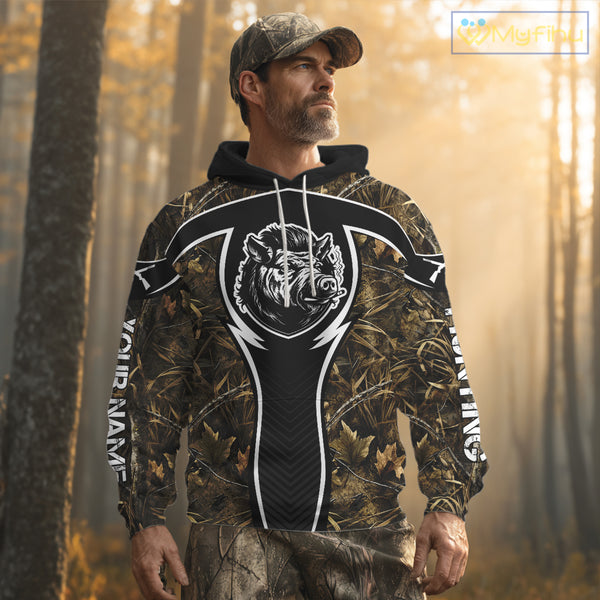 Wild Boar Hunting Full Camouflage 3D Custom Name, Hunting Clothes for Men, Hunting Gifts NBT228