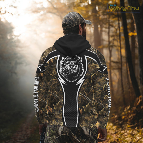Wild Boar Hunting Full Camouflage 3D Custom Name, Hunting Clothes for Men, Hunting Gifts NBT228