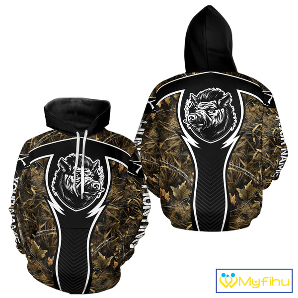 Wild Boar Hunting Full Camouflage 3D Custom Name, Hunting Clothes for Men, Hunting Gifts NBT228