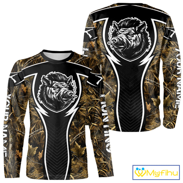 Wild Boar Hunting Full Camouflage 3D Custom Name, Hunting Clothes for Men, Hunting Gifts NBT228