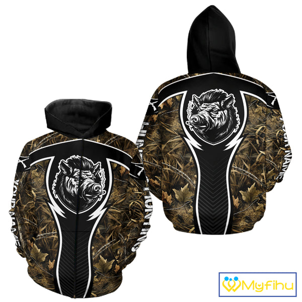 Wild Boar Hunting Full Camouflage 3D Custom Name, Hunting Clothes for Men, Hunting Gifts NBT228