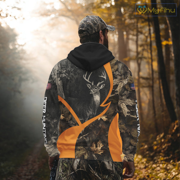 Deer Hunting Dark Brown Camouflage 3D All Over Printing Shirts, Hunting Gifts for Men NBT232