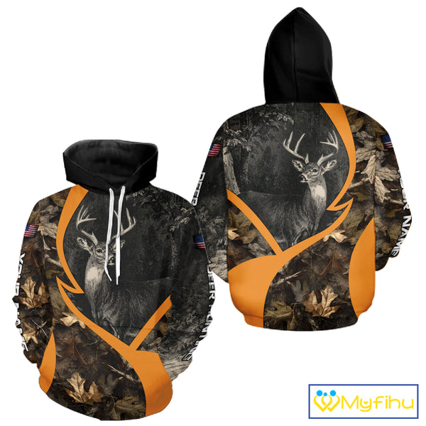 Deer Hunting Dark Brown Camouflage 3D All Over Printing Shirts, Hunting Gifts for Men NBT232