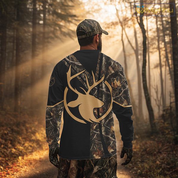 Personalized Whitetail Deer Hunting 3D All Over Printed Hoodie Brown Camouflage NBT250