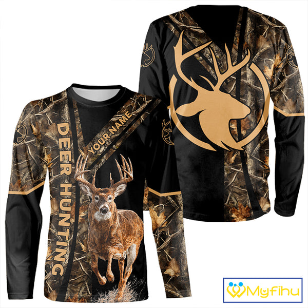 Personalized Whitetail Deer Hunting 3D All Over Printed Hoodie Brown Camouflage NBT250