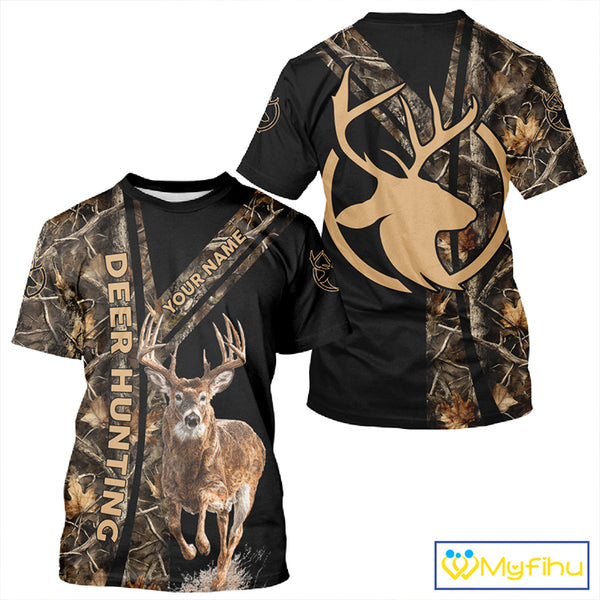 Personalized Whitetail Deer Hunting 3D All Over Printed Hoodie Brown Camouflage NBT250