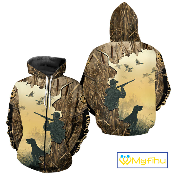 Mallard Duck Hunting Waterfowl Camouflage Shirts, Personalized Duck Hunting Gifts NBT112