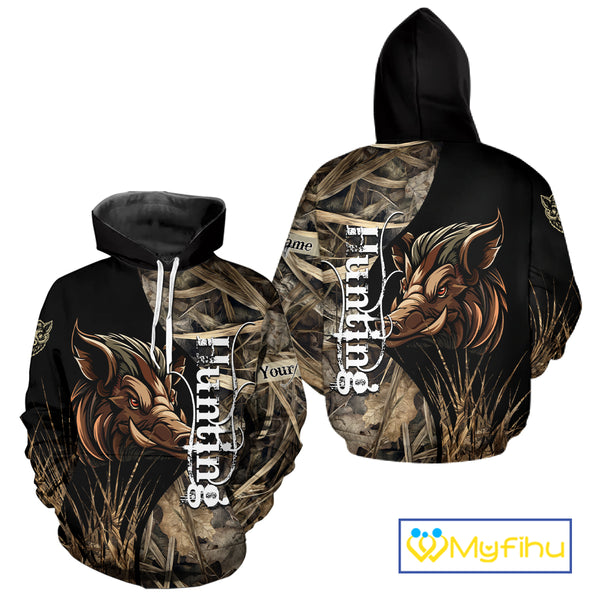 Beautiful Wild Boar Hunting Grass Camo Shirts for Hunters, Boar Hunting Clothing, Hunting Gifts NBT209