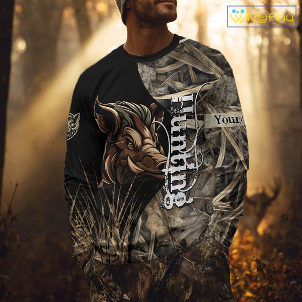 Beautiful Wild Boar Hunting Grass Camo Shirts for Hunters, Boar Hunting Clothing, Hunting Gifts NBT209
