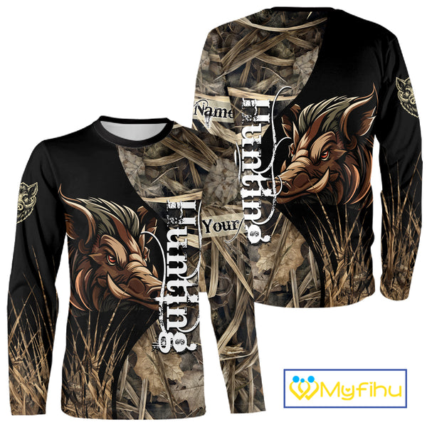 Beautiful Wild Boar Hunting Grass Camo Shirts for Hunters, Boar Hunting Clothing, Hunting Gifts NBT209