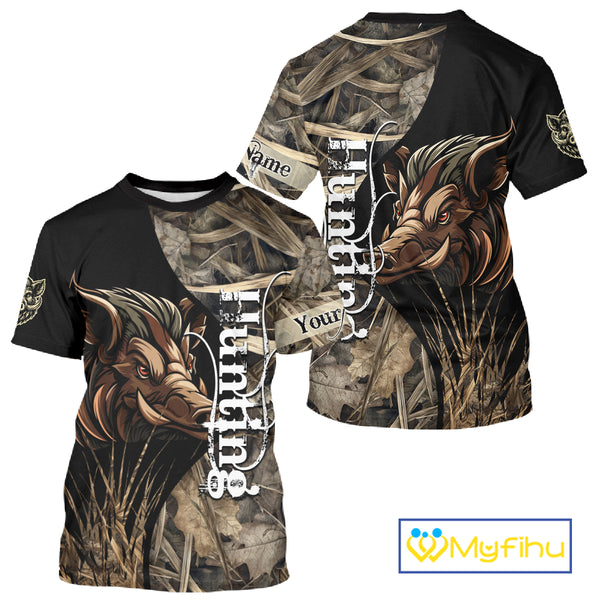 Beautiful Wild Boar Hunting Grass Camo Shirts for Hunters, Boar Hunting Clothing, Hunting Gifts NBT209