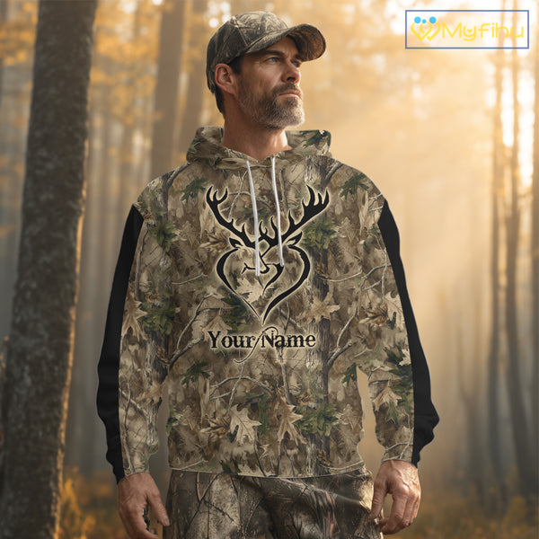 Deer Hunting Camouflage Customize Name 3D All Over Printed Shirts Hunting Outfits for Hunters NBT117