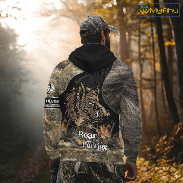 Wild Boar Hunting Camouflage Personalized Shirts for Boar Hunter, Hunting Gifts NBT127