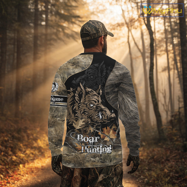 Wild Boar Hunting Camouflage Personalized Shirts for Boar Hunter, Hunting Gifts NBT127