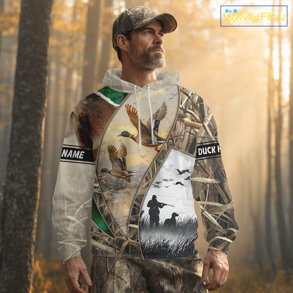 Custom Mallard Duck Hunting Camo 3D Printed Shirts, Personalized Duck Hunting Gifts NBT131