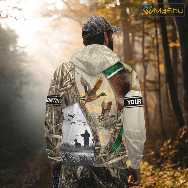 Custom Mallard Duck Hunting Camo 3D Printed Shirts, Personalized Duck Hunting Gifts NBT131