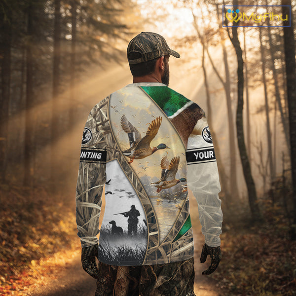 Custom Mallard Duck Hunting Camo 3D Printed Shirts, Personalized Duck Hunting Gifts NBT131