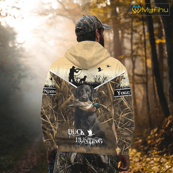 Duck Hunting Camo Shirt with Black Labrador Retriever for Duck Hunter - Best Duck Hunting Gifts NBT136