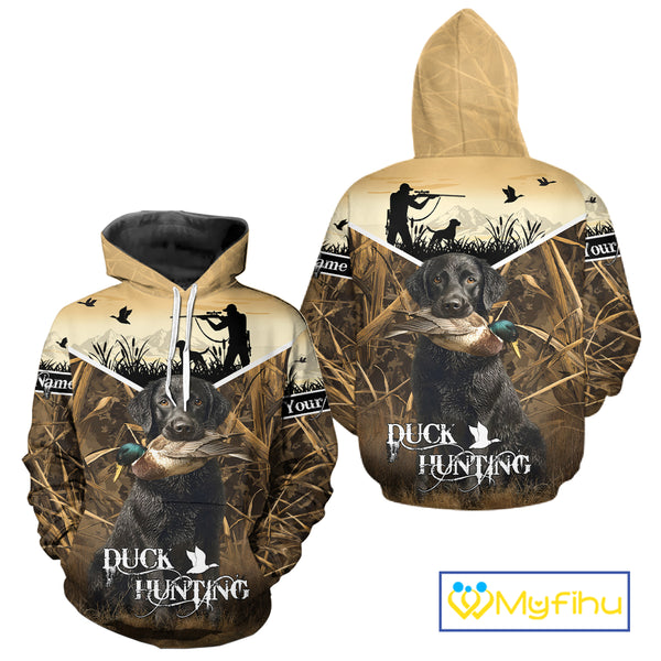 Duck Hunting Camo Shirt with Black Labrador Retriever for Duck Hunter - Best Duck Hunting Gifts NBT136