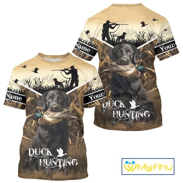 Duck Hunting Camo Shirt with Black Labrador Retriever for Duck Hunter - Best Duck Hunting Gifts NBT136