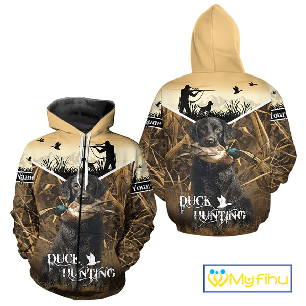 Duck Hunting Camo Shirt with Black Labrador Retriever for Duck Hunter - Best Duck Hunting Gifts NBT136