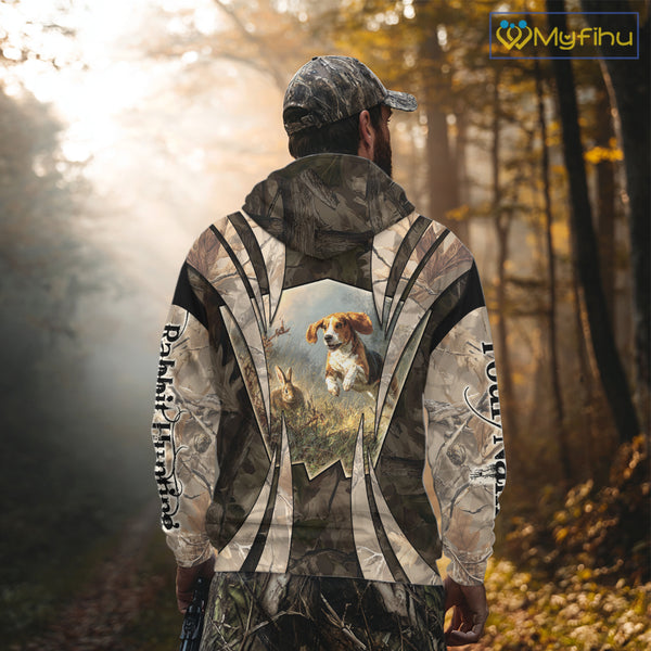 Custom Rabbit Hunting with Beagle 3D Prints Camouflage Shirts, Rabbit Hunting Clothes NBT139