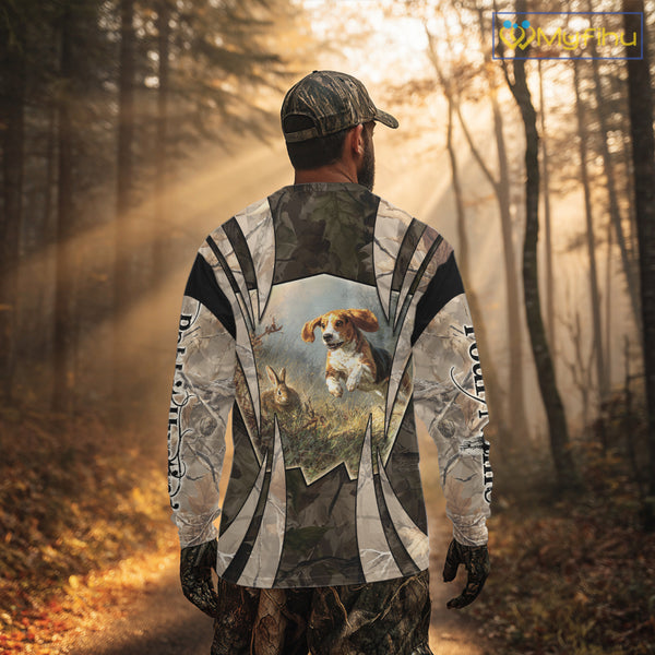 Custom Rabbit Hunting with Beagle 3D Prints Camouflage Shirts, Rabbit Hunting Clothes NBT139