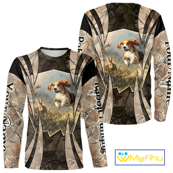 Custom Rabbit Hunting with Beagle 3D Prints Camouflage Shirts, Rabbit Hunting Clothes NBT139