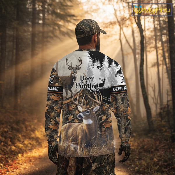 Custom Whitetail Deer Hunting Shirt Camouflage Deer Hunter Custom Name, Hunting Gift NBT291