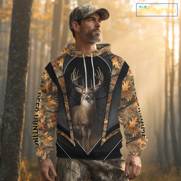 Custom Whitetail Deer Hunting Autumn Dark Camouflage 3D Shirts, Best Gift Ideas for Hunters NBT241