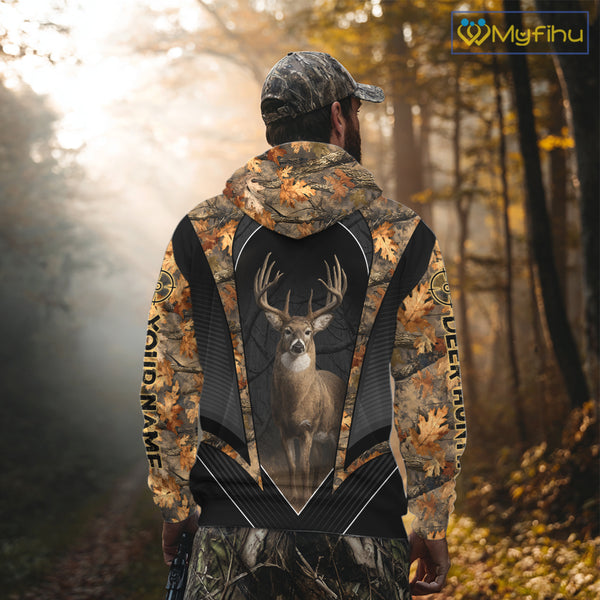 Custom Whitetail Deer Hunting Autumn Dark Camouflage 3D Shirts, Best Gift Ideas for Hunters NBT241